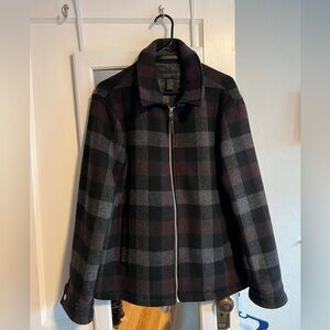 Magaschoni Men's Plaid Jacket - Black, Gray, and Burgundy